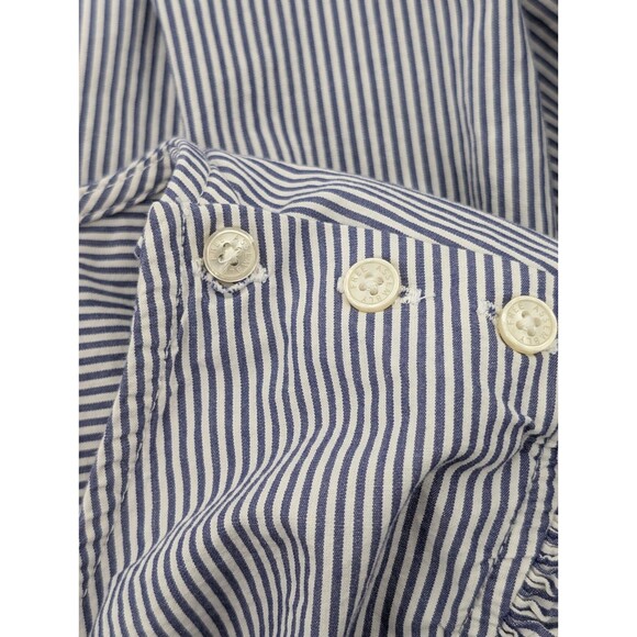 Free Assembly Blue White Striped Sleeve Long Ruffle Sleeve Top Size Medium - Picture 3 of 9